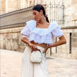 SOLD! NWT! Zara Openwork Embroidered Top TRF
